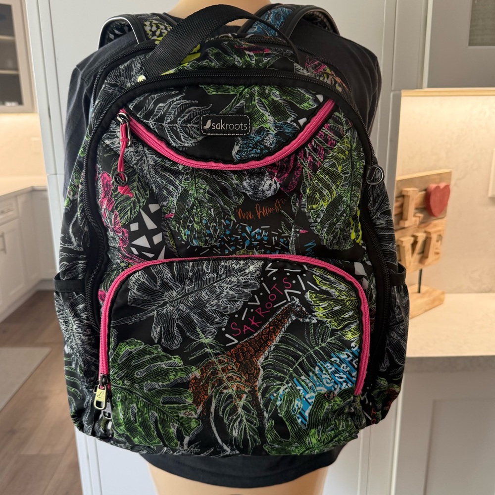 Sakroots Artist Circle Laptop Backpack Wildlife Design EUC